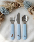 3-teiliges Kinderbesteckset von Little Dutch blau Fuchs