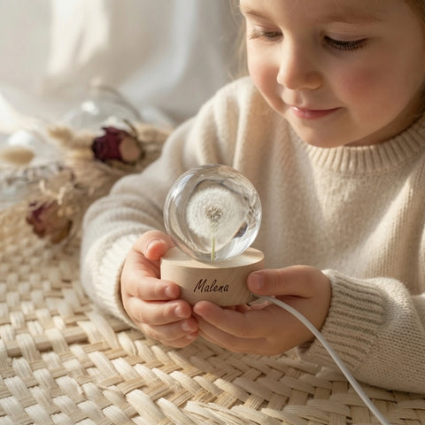 Lumina notturna mini con sfera di cristallo 3D personalizzata con soffione