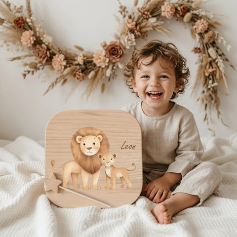 Tabouret coloré pour enfant personnalisé avec un lion