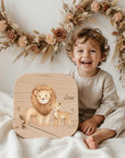 Farbiger Kinderhocker personalisiert Löwe