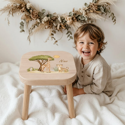 Farbiger Kinderhocker personalisiert Safari