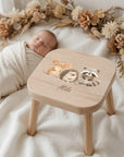 Farbiger Kinderhocker personalisiert Waldtiere