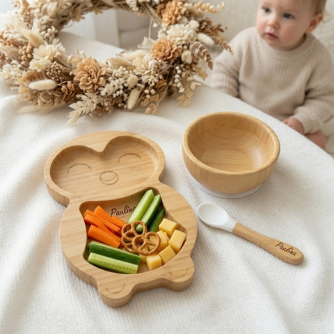 Bambus Kindergeschirr Set Pinguin