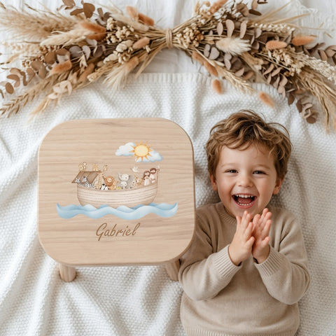 Sgabello colorato per bambini personalizzato con l'Arca di Noè
