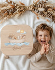 Farbiger Kinderhocker personalisiert Arche Noah