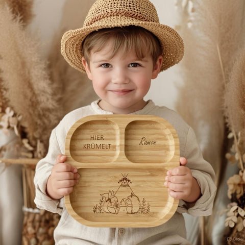 Assiette pour enfant en bambou personnalisée Tipizelt