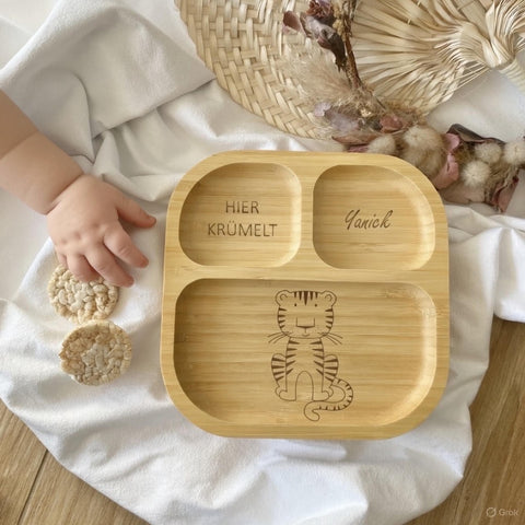Piatto per bambini in bambù personalizzato con tigre