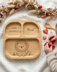 Bambus Kinderteller personalisiert Löwe