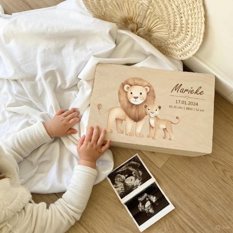 Boîte à souvenirs personnalisée « Lion multicolore »