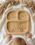 Bambus Kinderteller personalisiert Hase mit Blume