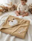 Asciugamano con cappuccio personalizzato "Sterntaler" grande 100x100: volpe, coniglio, leone