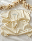 Babydecke personalisiert Strickdecke mit Muster rosa, blau, beige