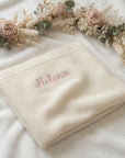 Babydecke personalisiert Strickdecke beige, grün, braun
