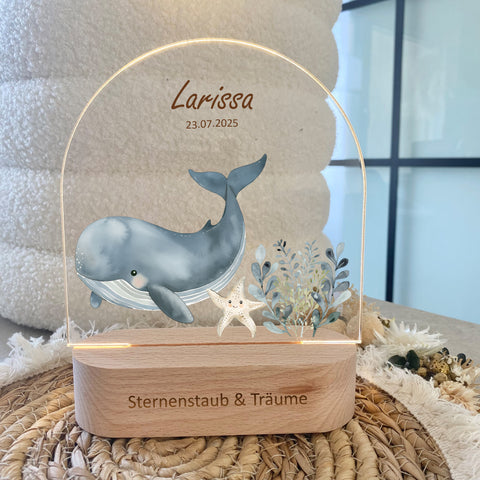 Luce notturna colorata personalizzata con balena