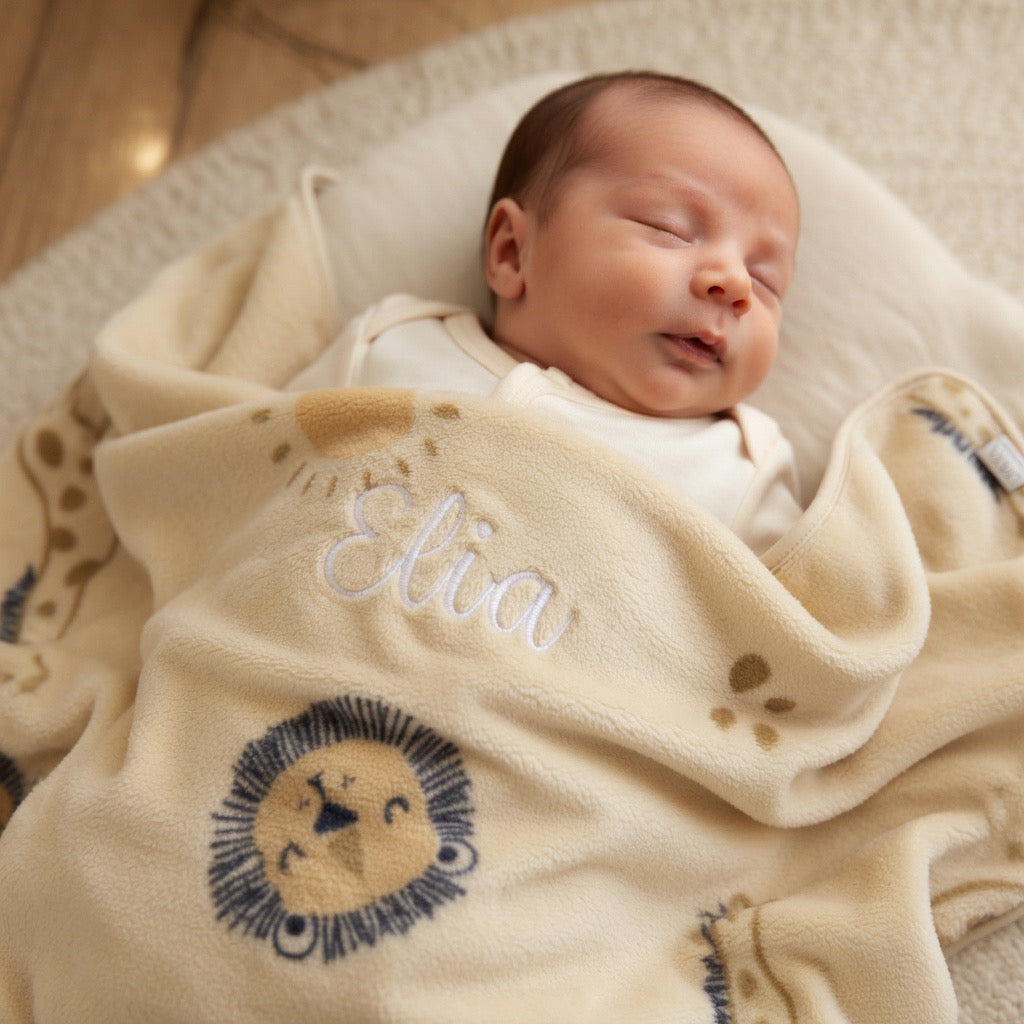 Copertina per neonati personalizzata "Sterntaler" in peluche e cotone  beige, verde, giallo, rosa