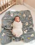 Copertina per neonati personalizzata "Sterntaler" in peluche e cotone  beige, verde, giallo, rosa