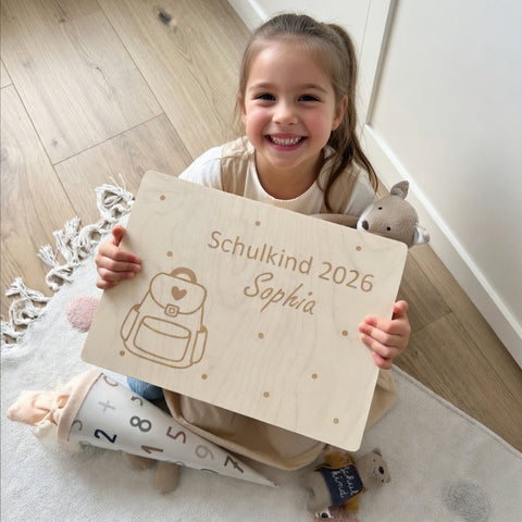 Erinnerungskiste personalisiert Motiv Rucksack Schulkind 2026