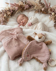 Babydecke und Schmusetuch, Reh rosa personalisiert