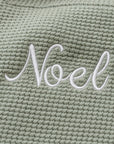 Babydecke personalisiert Strickdecke beige, grün, braun