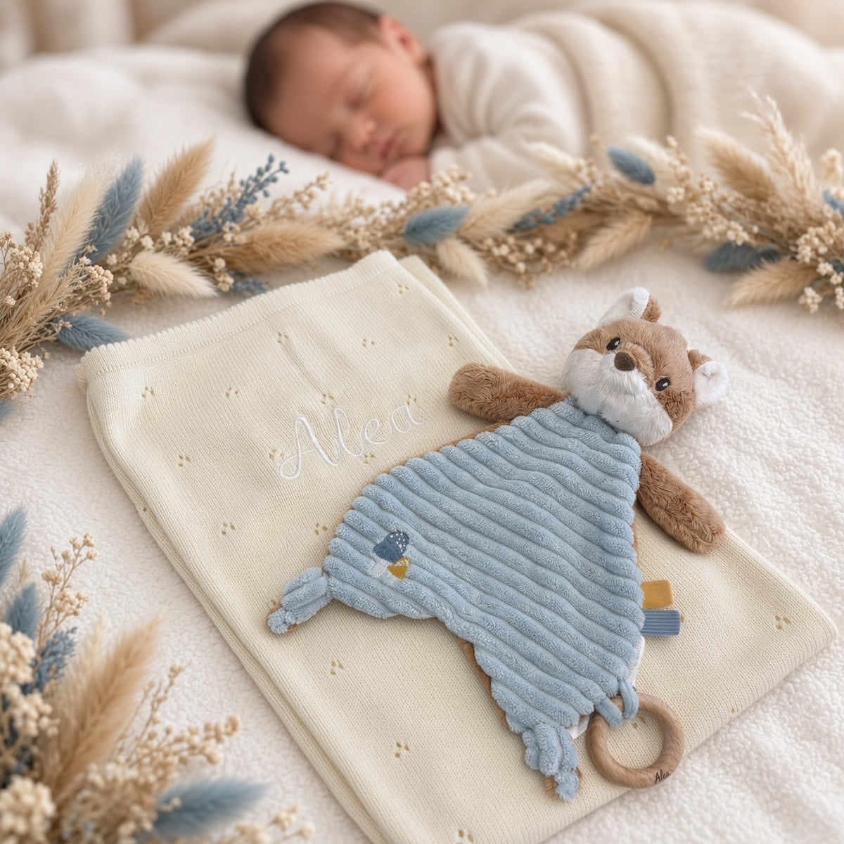 Babydecke und Schmusetuch Fuchs personalisiert