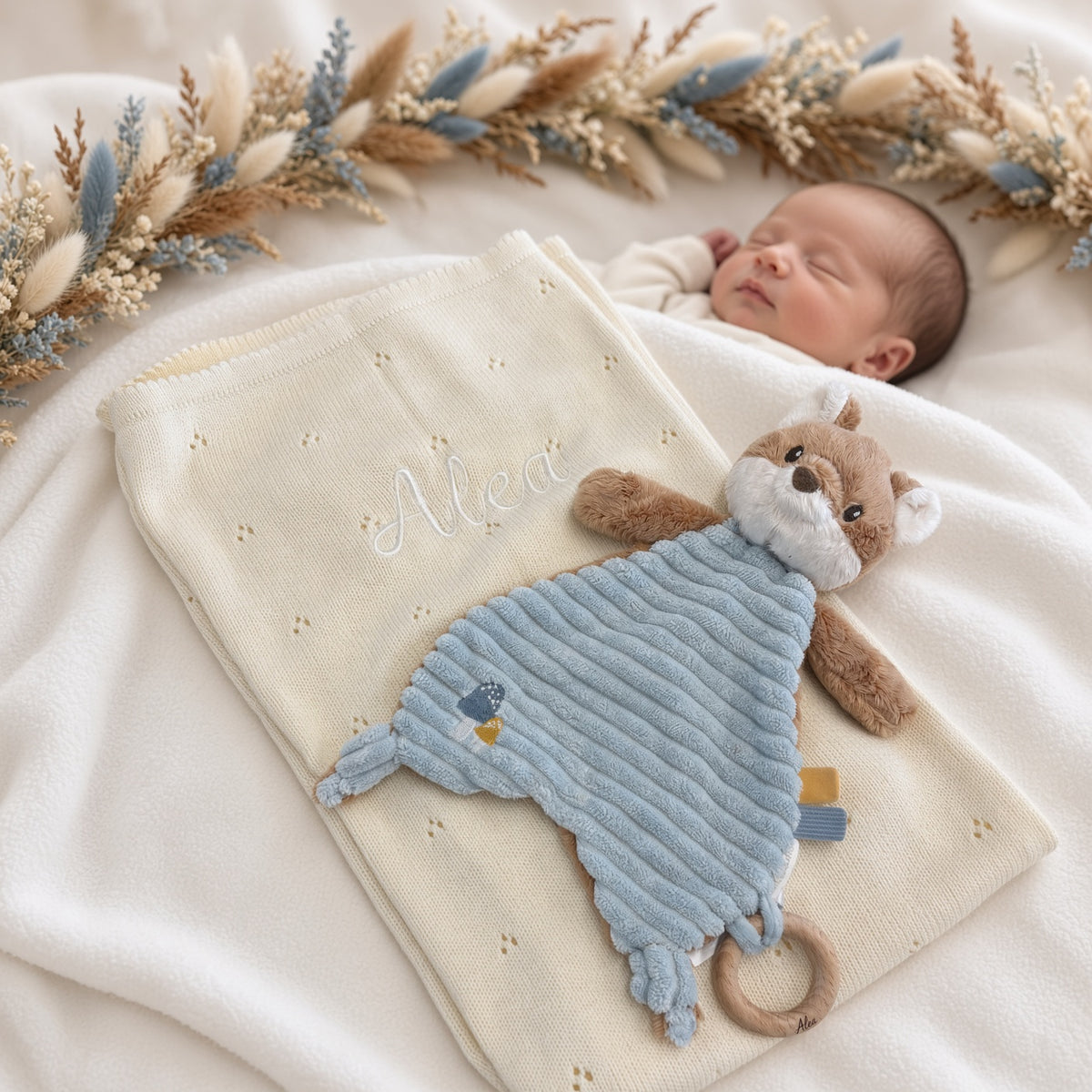 Babydecke und Schmusetuch Fuchs personalisiert