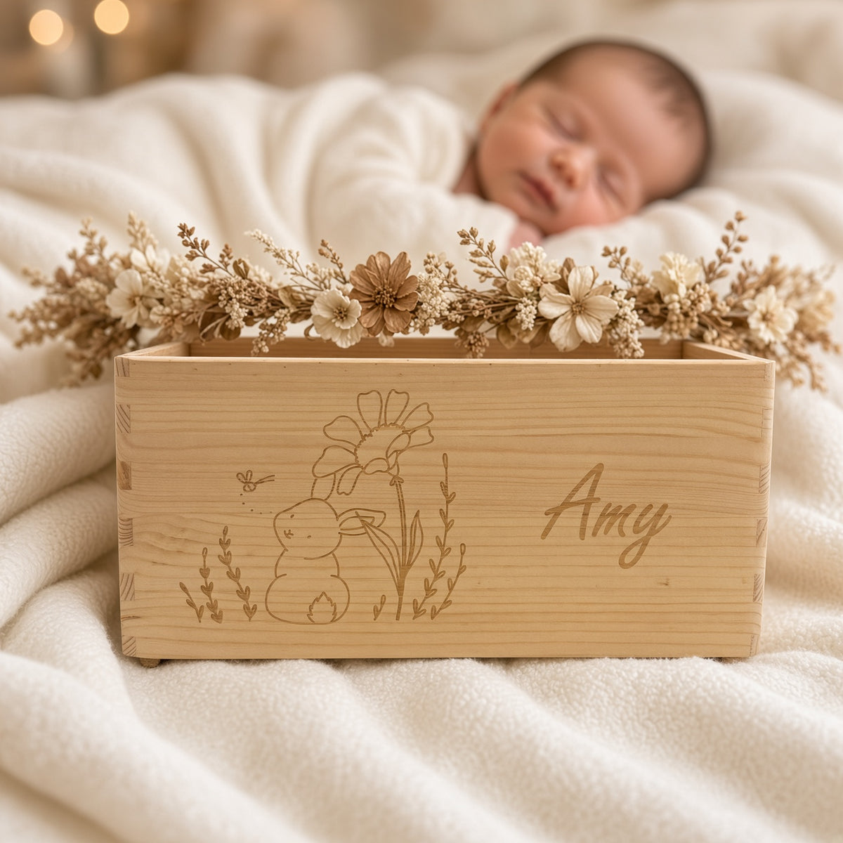 Geschenkkorb aus Holz personalisiert
