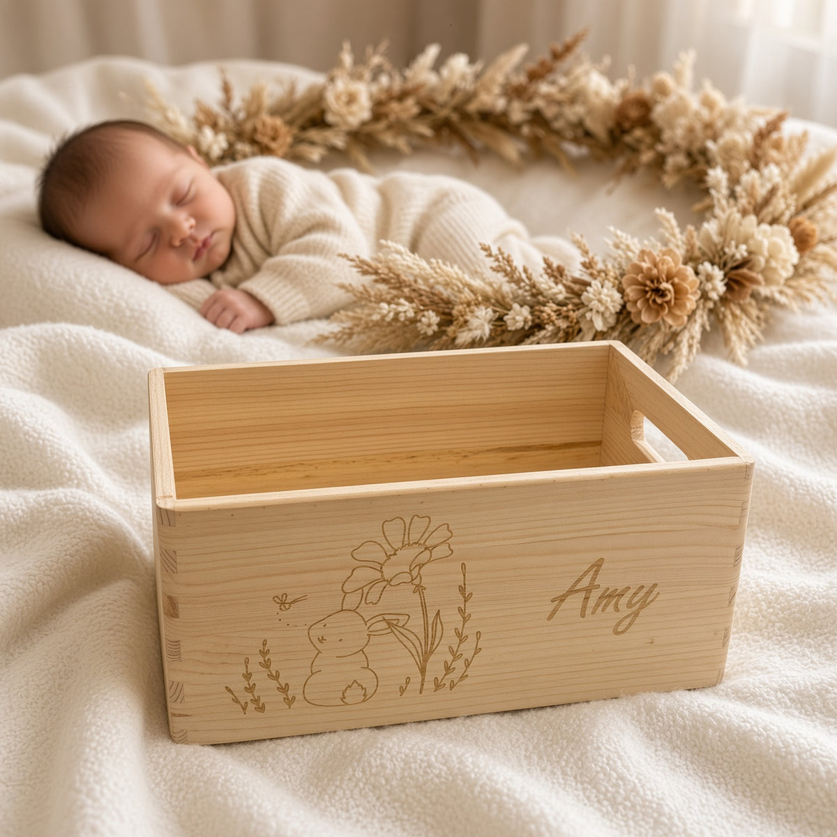 Geschenkkorb aus Holz personalisiert