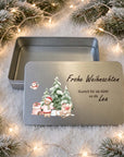 Guetzlidose «Frohe Weihnachten» Weihnachtsmotiv – personalisiert für Götti & Gotti