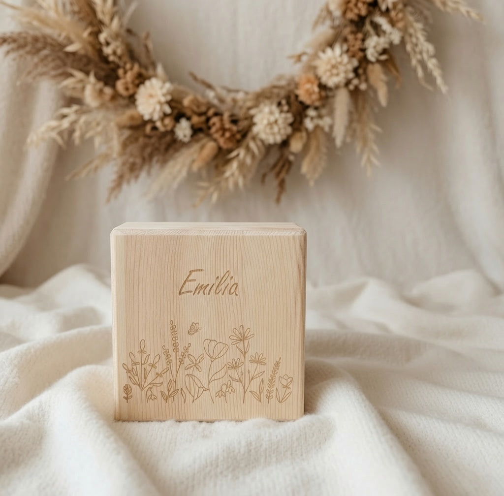 Spardose / Kässeli personalisiert Blumenwiese graviert