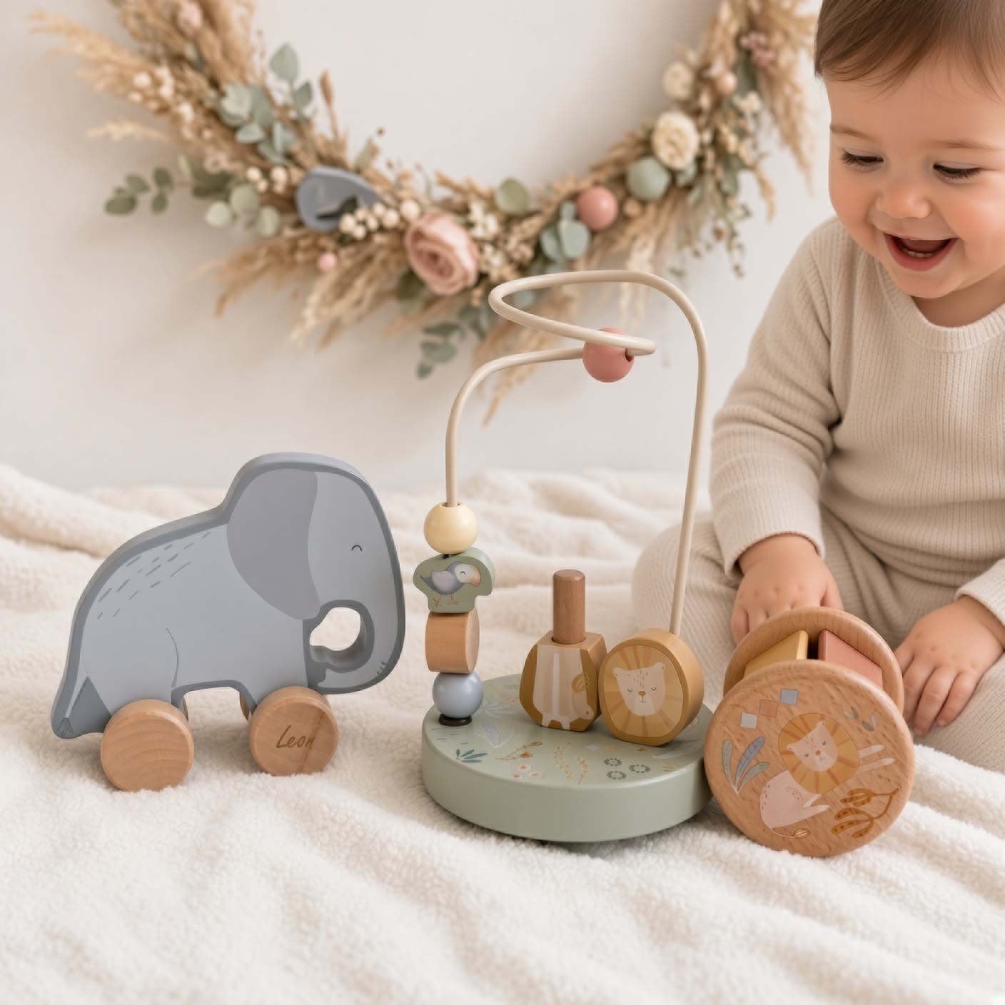 Holzspielzeug 3er-Set von Little Dutch personalisiert