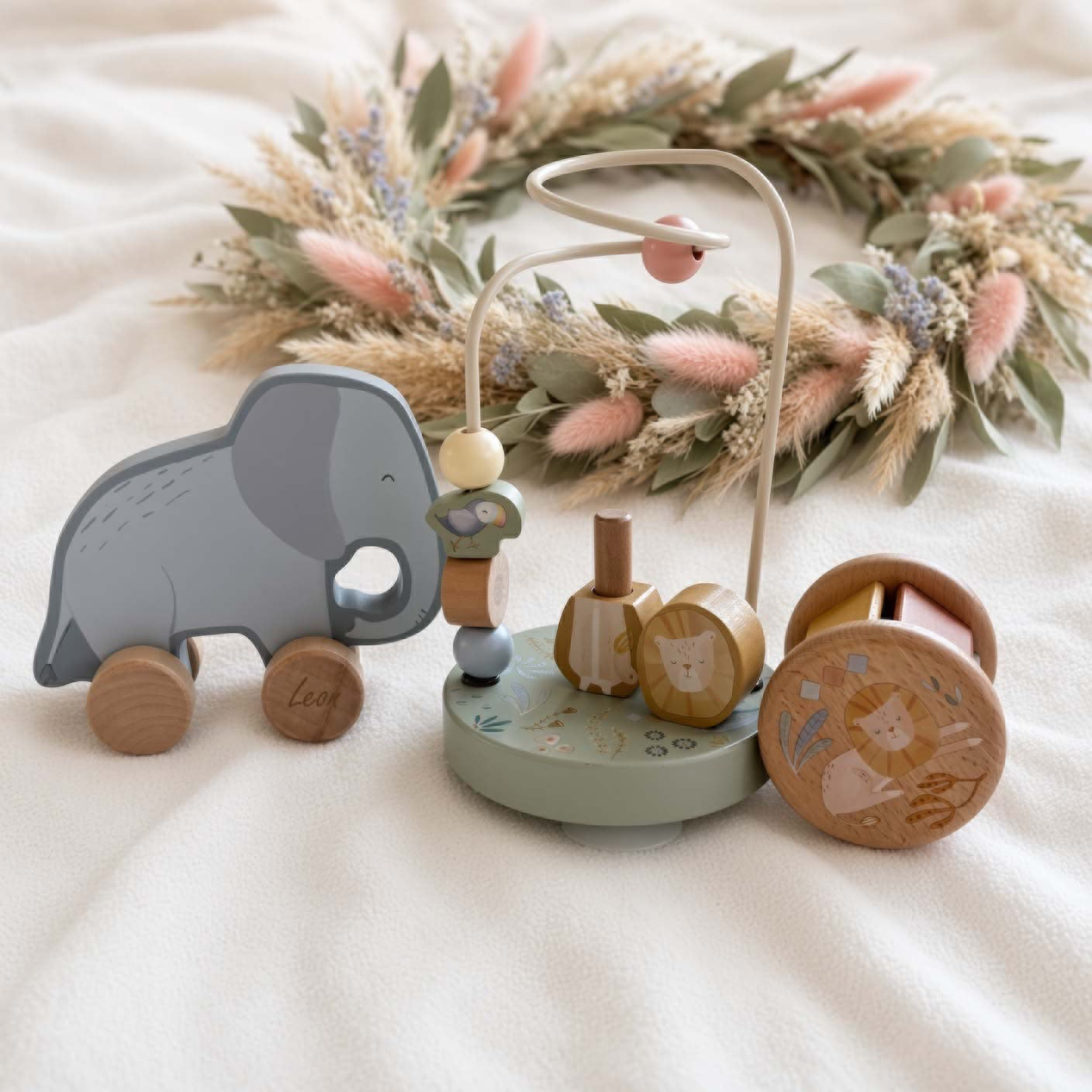 Holzspielzeug 3er-Set von Little Dutch personalisiert