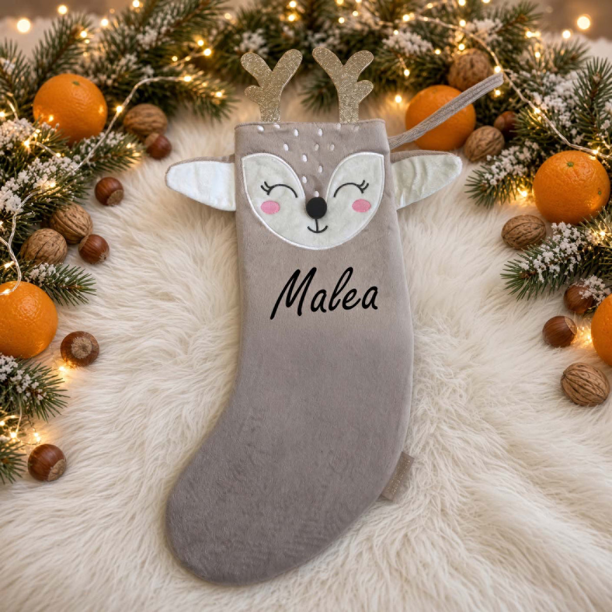 Personalisierte Samichlaus-Socke mit Namen Fuchs oder Reh