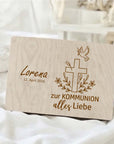 Coffret souvenir personnalisé pour la communion - Croix et colombe
