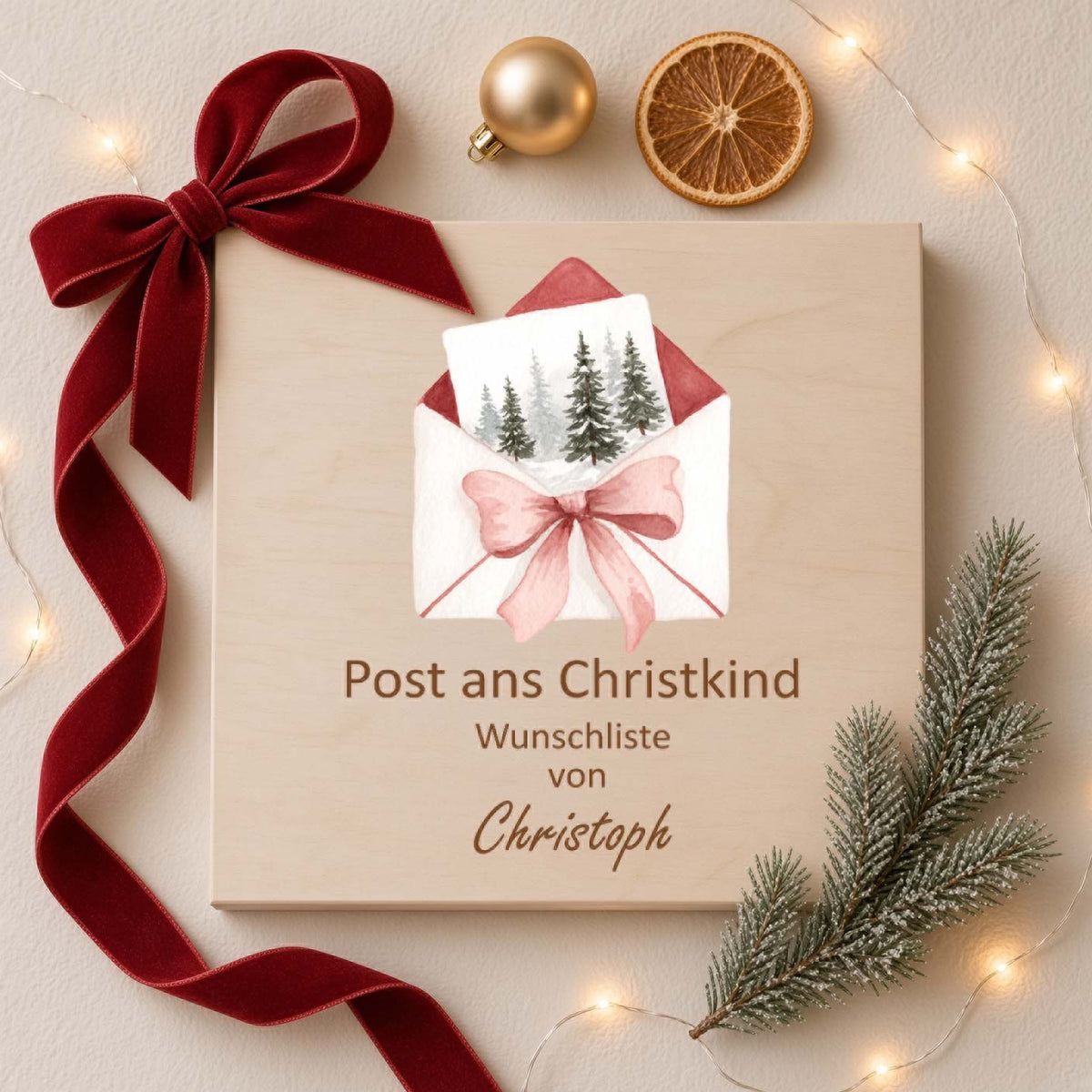 Farbige Weihnachtskiste mini Post fürs Christkind Weihnachtskollektion