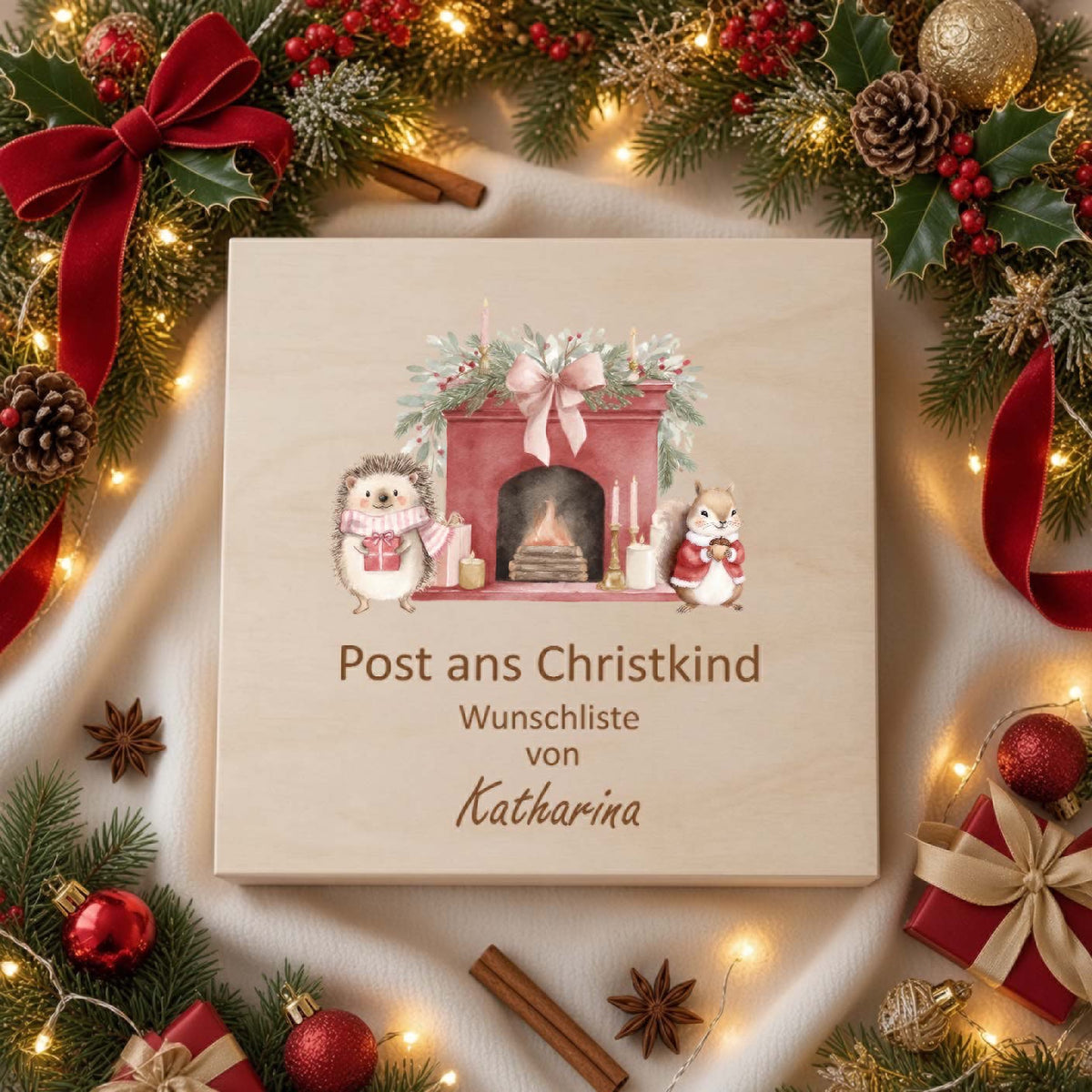 Farbige Weihnachtskiste mini Post fürs Christkind Weihnachtskollektion