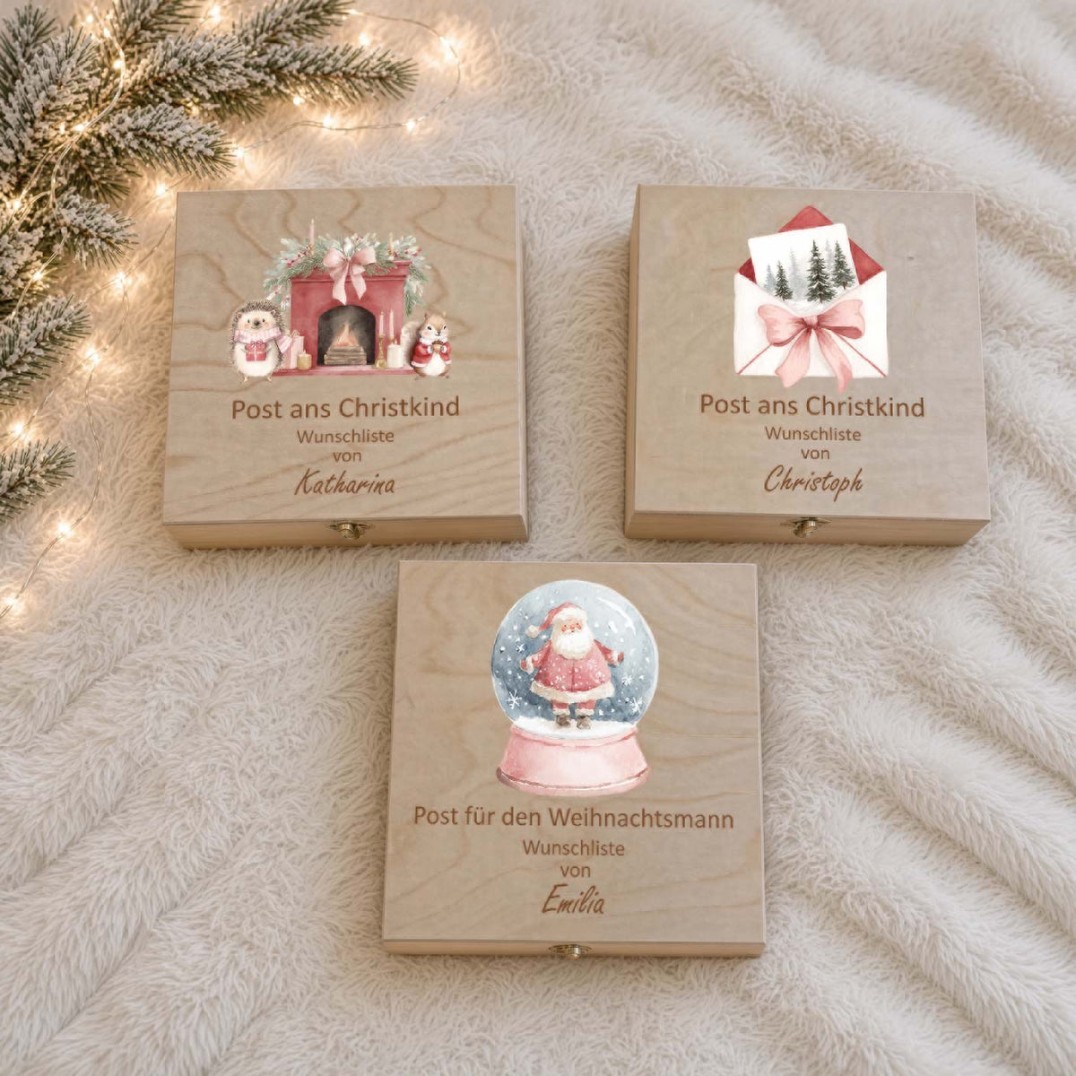 Farbige Weihnachtskiste mini Post fürs Christkind Weihnachtskollektion