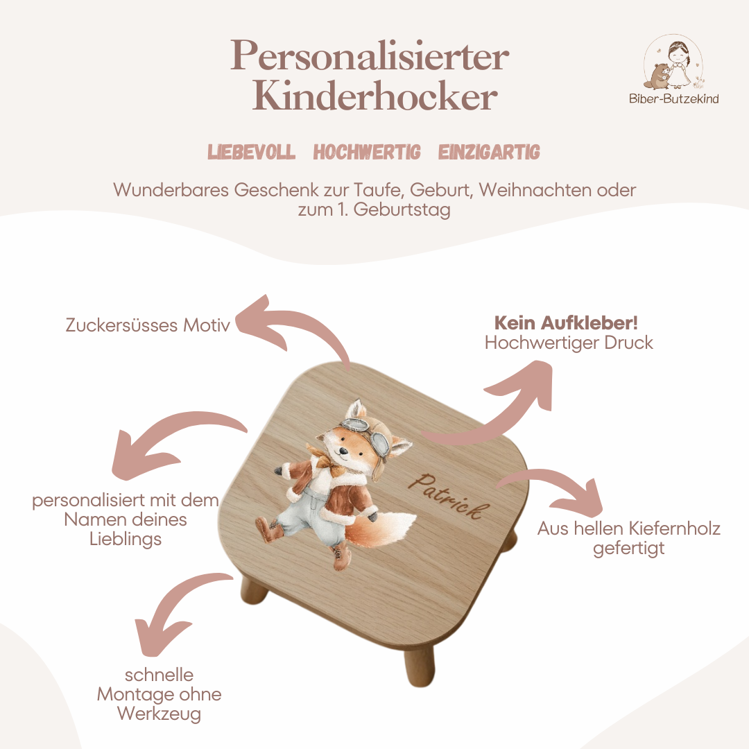 Farbiger Kinderhocker personalisiert Abenteurer