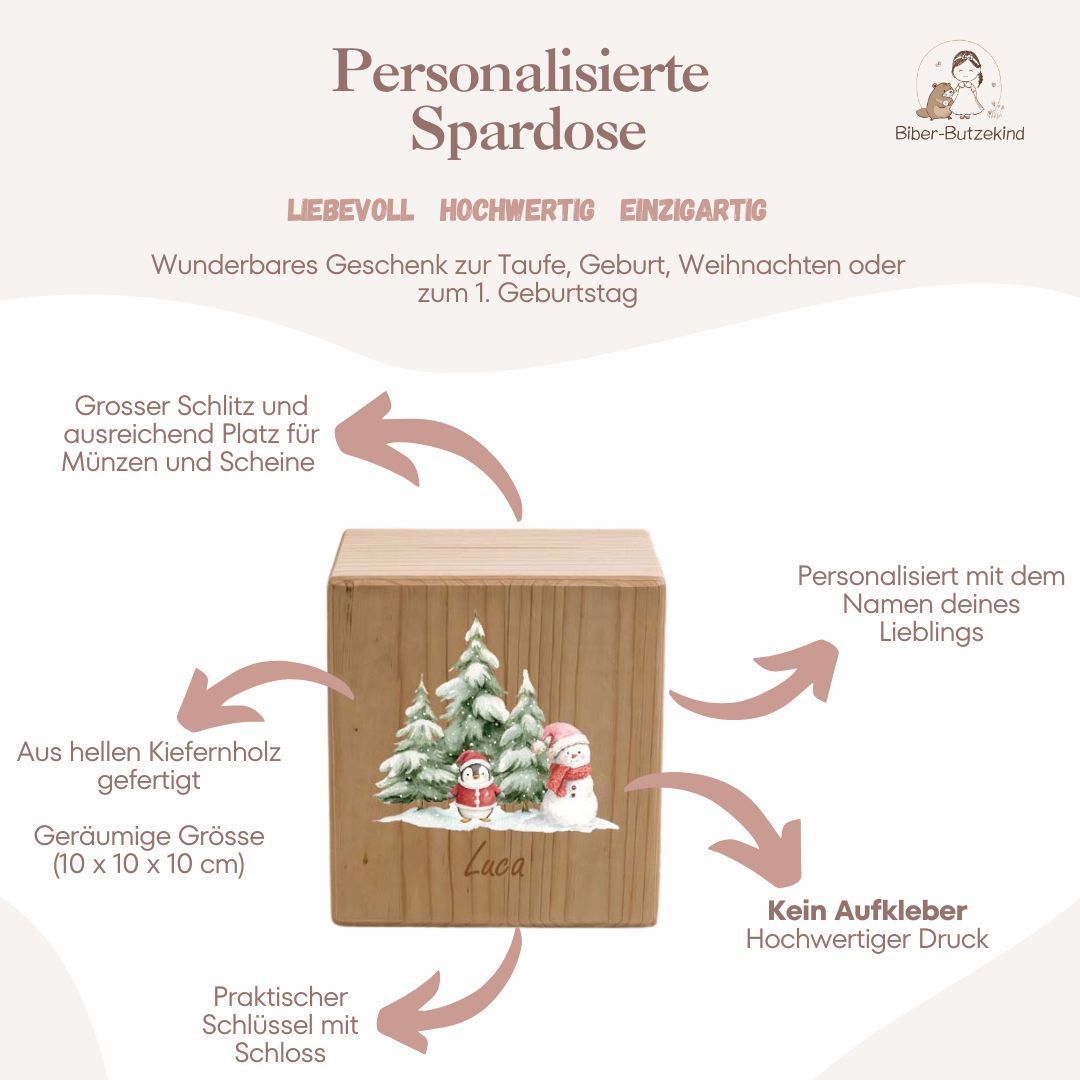 Spardose / Kässeli Weihnachten personalisiert bunt Weihnachtskollektion