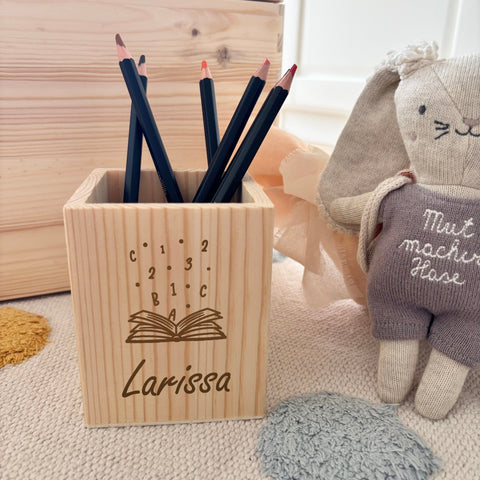 Stiftehalter personalisiert Motiv Buch