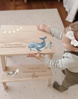 Tabouret coloré personnalisé « Baptême de Wal »