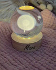 Mini veilleuse avec boule de cristal en 3D personnalisée « Pissenlit »