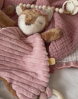Babydecke, Schmusetuch & Nuggikette Reh rosa personalisiert