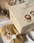 Geschenkset Erinnerungskiste, Schmusetuch und Handtuch Safari personalisiert